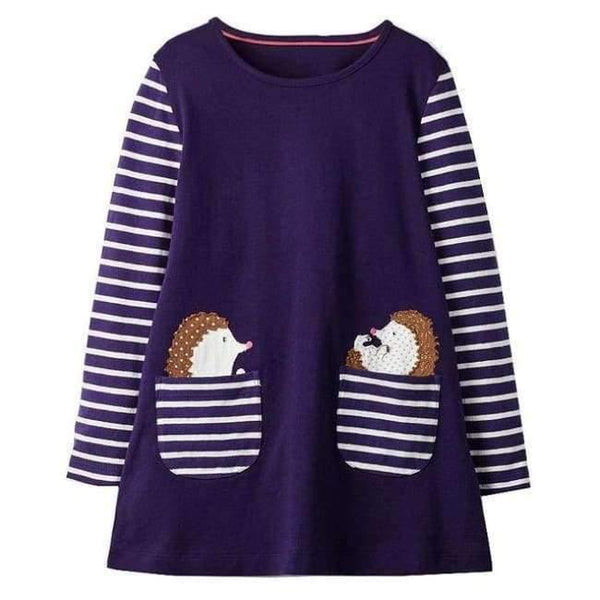 Planet Gates 97 / 2T Girls Dress with Animal Applique Long Sleeve Princess Dress Children Costume Robe Fille Kids Party Dresses Baby Girl Clothes
