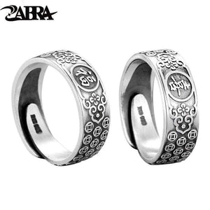 Planet Gates 999 Sterling Silver  Blessing Happiness Rings Adjustable For Men Women Unisex Wedding Valentine’s Day Jewelry