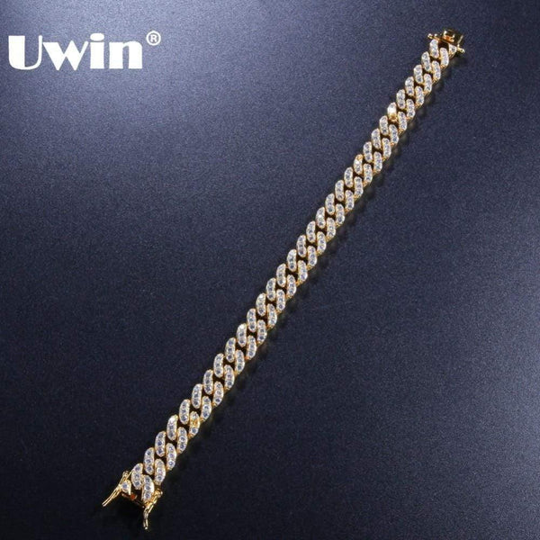 Planet Gates 9mm Cubic Zirconia Cuban Link Bracelets For Men Women Fashion Hiphop Gold Silver Color Bling Bracelet Jewelry Drop shipping