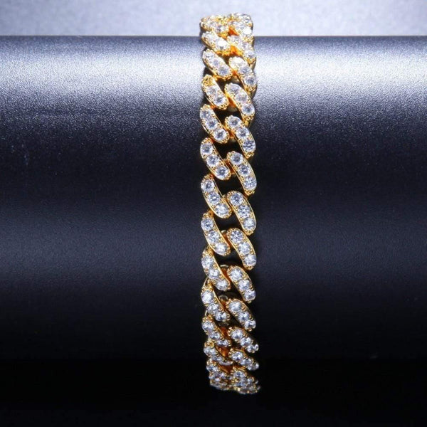 Planet Gates 9mm Cubic Zirconia Cuban Link Bracelets For Men Women Fashion Hiphop Gold Silver Color Bling Bracelet Jewelry Drop shipping