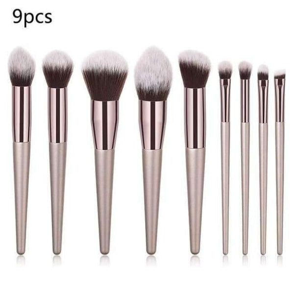 Planet Gates 9PCS Champagne Makeup Brushes Set For Foundation Powder Blush Eyeshadow Concealer Large Make Up Brush Cosmetics Beauty Tool 25