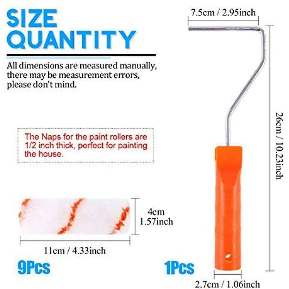 9pcs Multifunction Wall Paint Roller DIY Brush Set Roller Paint Brush Handle Tool Foam Brush Home Office Room Tool