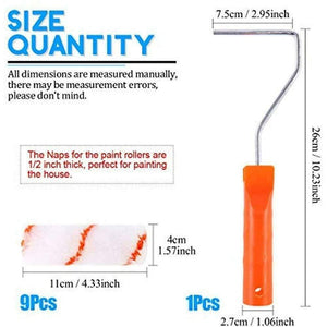 9pcs Multifunction Wall Paint Roller DIY Brush Set Roller Paint Brush Handle Tool Foam Brush Home Office Room Tool