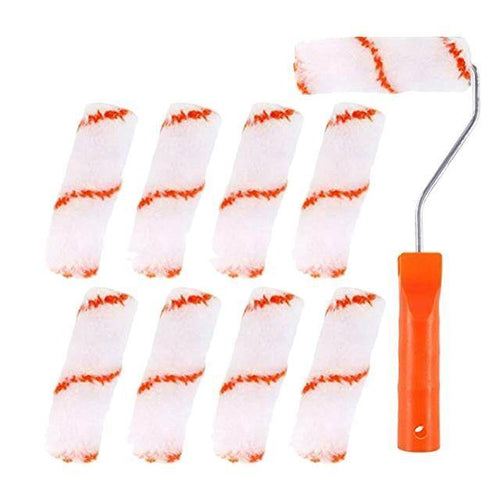 9pcs Multifunction Wall Paint Roller DIY Brush Set Roller Paint Brush Handle Tool Foam Brush Home Office Room Tool
