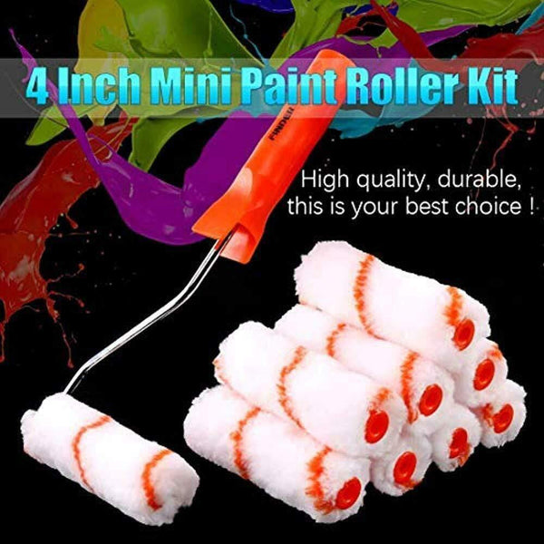 9pcs Multifunction Wall Paint Roller DIY Brush Set Roller Paint Brush Handle Tool Foam Brush Home Office Room Tool