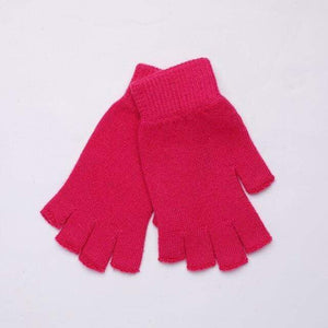 Planet Gates 9Rose Red / Elastic Sparsil Women Men Half Finger Cashmere Glove Short Wool Knitted Wrist Mitten Winter Warm Unisex Wool Stretch Fingerless Gloves