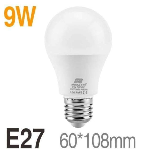 Planet Gates 9W E27 / Studená bílá [MingBen]LED žárovky E27 E14 220V žárovka Smart IC Reálný výkon 3W 5W 7W 9W 12W 15W 18W Vysoký jas Lampada LED Bombilla
