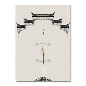 Planet Gates A / 13X18 cm No Framed Classical Architecture Lotus Red Sun Wall Art Canvas Painting Posters And Prints Wall Pictures For Living Room