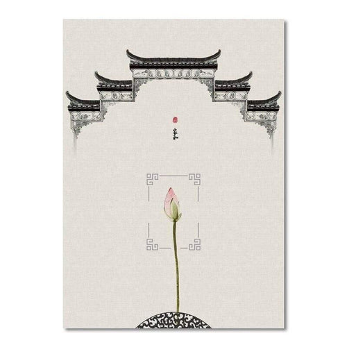 Planet Gates A / 13X18 cm No Framed Classical Architecture Lotus Red Sun Wall Art Canvas Painting Posters And Prints Wall Pictures For Living Room