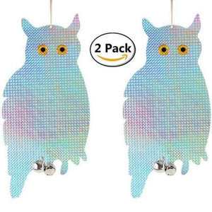 Planet Gates A 2 pcs Fake Owl Decoy Scare Birds Holographic Reflective Repel Woodpecker Garden Hanging Supplies