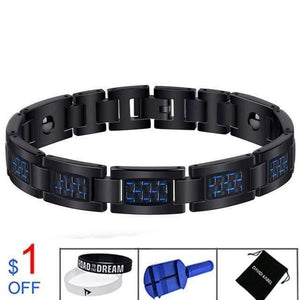 Planet Gates A / 22cm Men's Carbon Fiber Tourmaline Energy Balance Bracelet Health Care Jewelry Hologram Germanium Magnetic Therapy Bracelets healing