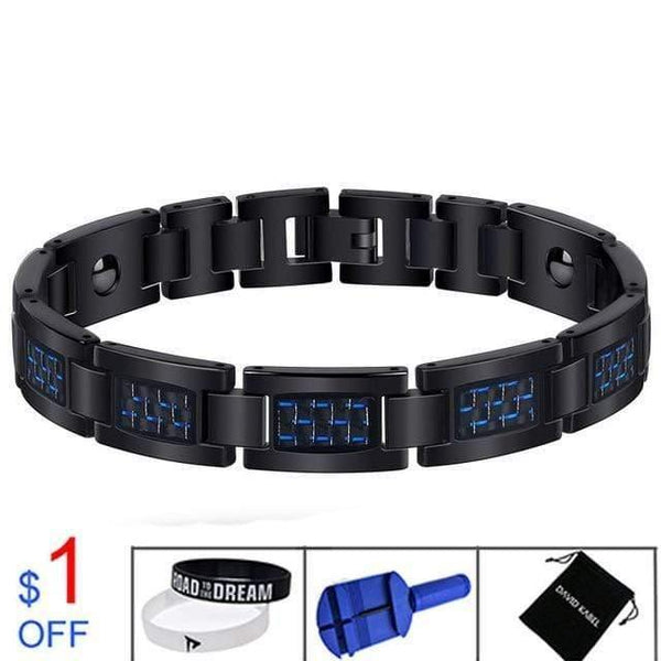 Planet Gates A / 22cm Men's Carbon Fiber Tourmaline Energy Balance Bracelet Health Care Jewelry Hologram Germanium Magnetic Therapy Bracelets healing