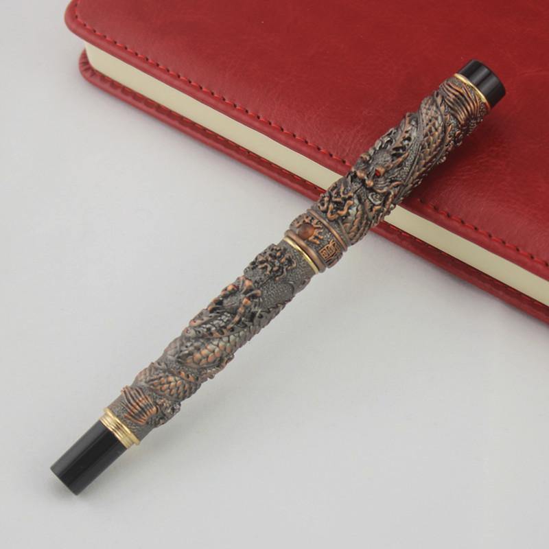 Planet Gates A 41 COPPER ROLLER BALL PEN WITH DRAGON EMBOSSMENT CRYSTAL FREE SHIPPING