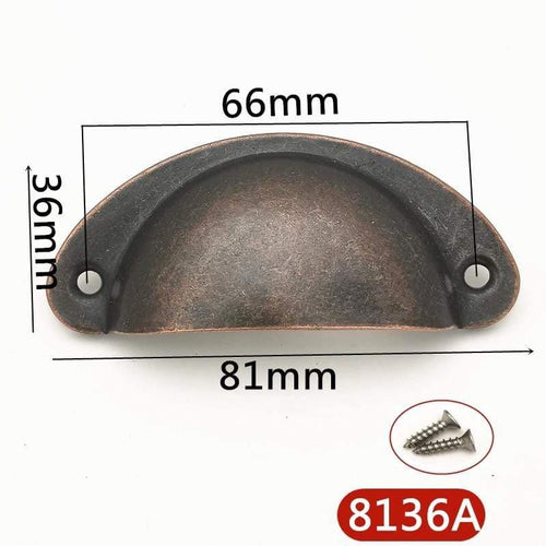 4pcs/lot Metal Kitchen Drawer Cabinet Door Handle Furniture Knobs Hardware Cupboard Antique Iron Shell Pull Handles