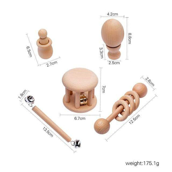 Planet Gates A 5Pc/7Pc/1Set Baby Montessori Toy Set Wooden Teether Music Rattles Graphic Cognition Early Educational Toys 0-12Months Baby Gift