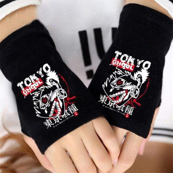 Planet Gates A Anime Tokyo Ghoul Kaneki Ken Cosplay Gloves Women Men Cotton Knitting Warm Half Finger Glove Wrist Mittens New