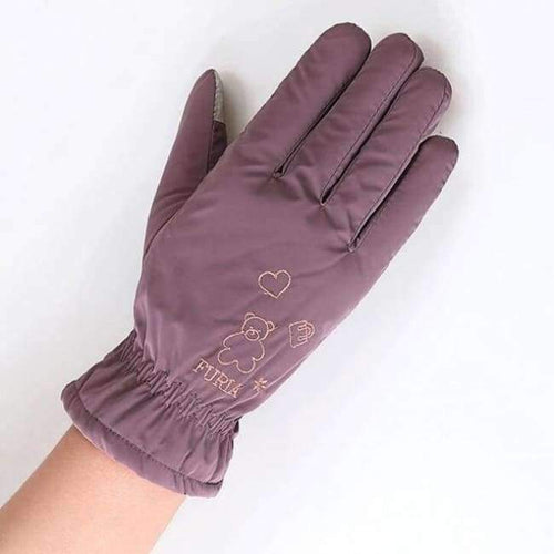 Planet Gates A Bean color / One Size New Female Winter Outdoor Sports Warm Windproof Cartoon Bear Touch Screen Gloves Fashion Women Bow Tie Plush Gloves Mittens 17