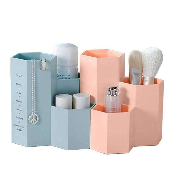 Planet Gates A Beige Office Organizer Box Makeup Cosmetic Holder Make Up Tools Storage Boxes Brush Stationery Case Jewelry Display Rack Organization