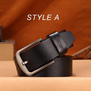 Planet Gates A Black / 120cm 35to37 Incn Men's belt leather belt men male genuine leather strap luxury pin buckle fancy vintage jeans