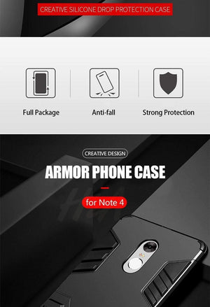 Planet Gates A / Black H&A Luxury Armor Shockproof Phone Case For Xiaomi Redmi Note 4 4X Protective Cover Note 4 Global Version Holder Phone bags cases