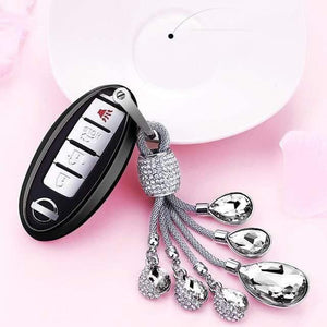 Planet Gates A-Black-keyring Soft TPU Car Key Case Auto Key Protection Cover For Nissan Infiniti QX50 Q50L Tears of the Sky Artificial Crystal Pendant