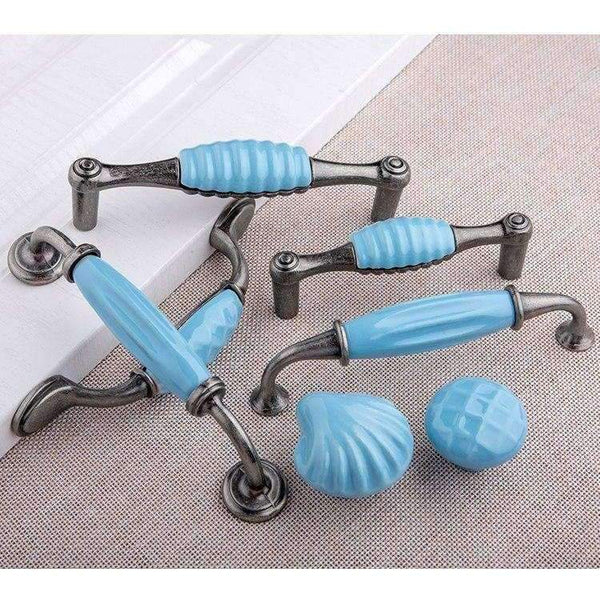 Planet Gates A Blue ceramic door handle cabinet knobs and handles wardrobe Drawer Cupboard pulls Dresser Knob furniture accessories home decor