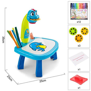 Planet Gates A Blue2 with box Children Led Projector Painting Art Drawing Table Light Toy For Kids Painting Board Desk Educational Learning Paint Tools Toys