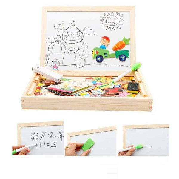 Planet Gates A Cartoon Kids Educational Toys Wooden Puzzles For Children Forest Park Multifunctional Magnetic Puzzles Drawing Board