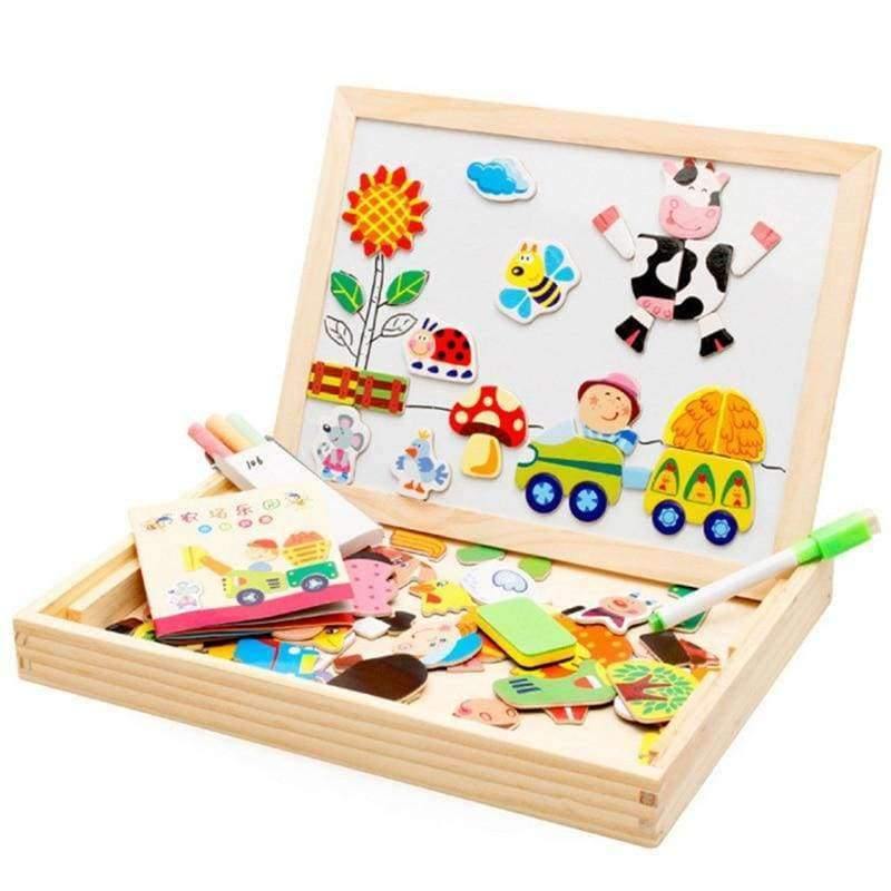 Planet Gates A Cartoon Kids Educational Toys Wooden Puzzles For Children Forest Park Multifunctional Magnetic Puzzles Drawing Board