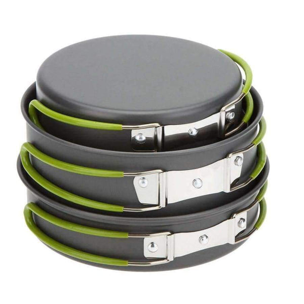 Planet Gates A Cookware Set Multifunctional 3 Persons Portable Cooking Tableware Picnic Set Outdoor Hiking Pot Pans Bowls