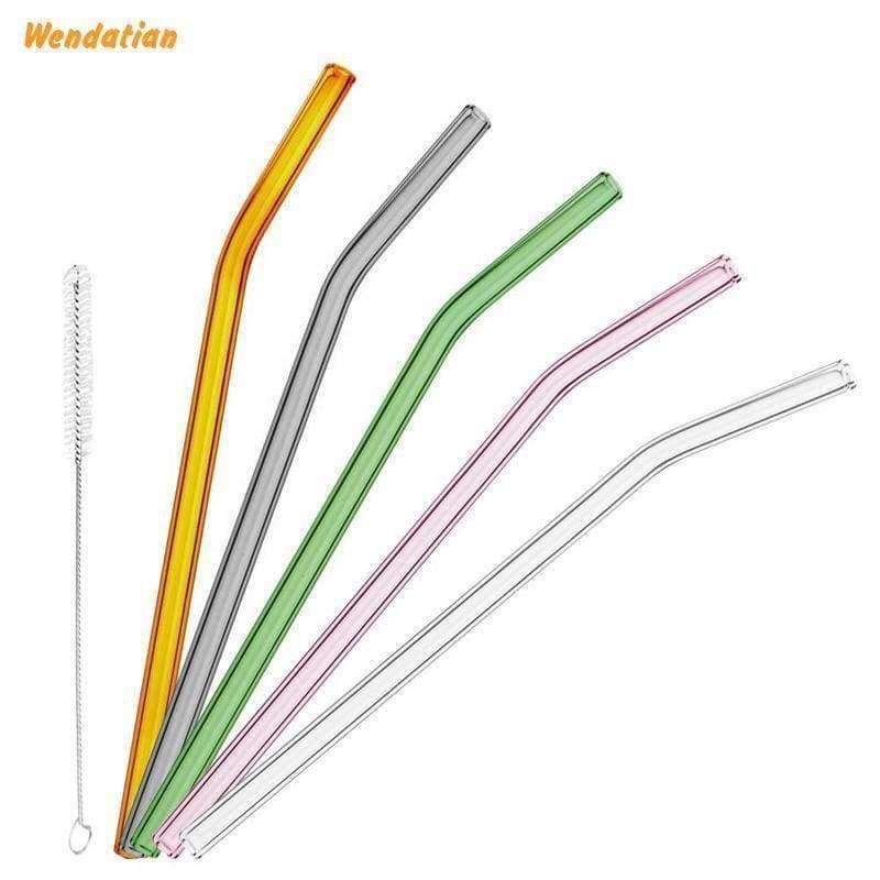 Dining Barware Bar Accessories Resistant Heat Color Borosilicate Glass Transparent Juice Drink Straws 5Pcs/lot