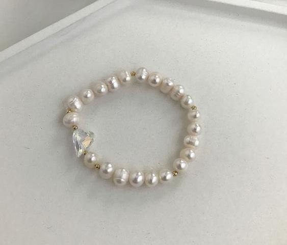 Planet Gates Korean New Round Buckle Heart-shaped Natural Pearl Gold Plating Bracelets for Women Girls Party Jewelry Gifts