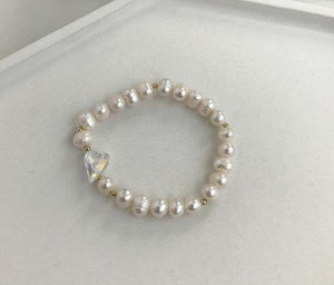 Planet Gates A Korean New Round Buckle Heart-shaped Natural Pearl Gold Plating Bracelets for Women Girls Party Jewelry Gifts