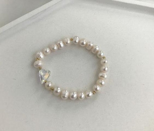 Planet Gates A Korean New Round Buckle Heart-shaped Natural Pearl Gold Plating Bracelets for Women Girls Party Jewelry Gifts