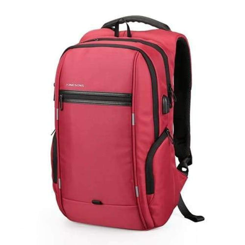 Planet Gates A KS3140W Red / 13 Inches Kingsons 13.3,15.6,17.3 inch Laptop Computer Backpack for Men Women Anti-theft Waterproof Bag Backpack External USB Charge 15 17