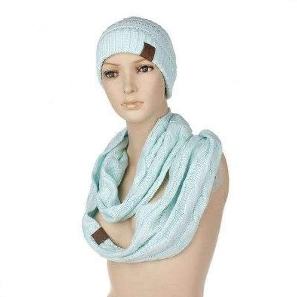 Planet Gates A Light blue Scarf And Hat Sets CC Ponytail Beanie Winter Cap Women Scarves Neck Warmer Skullies Beanies Knitted Caps Casual Men Woolen Hats