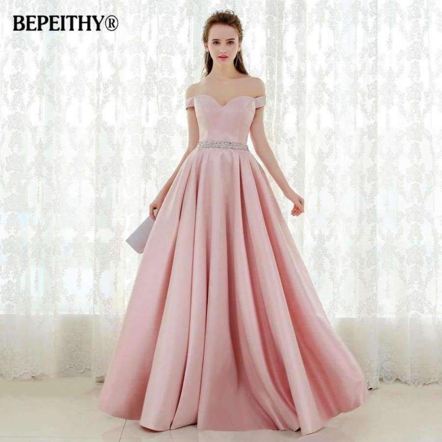 Planet Gates A-line Long Evening Dress Vintage Off The Shoulder Prom Dresses Crystal Belt Robe De Soiree 2017