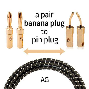 Planet Gates a pair-banana to pin / 12m TODN HIFI speaker audio cable High-end stereo Amplifier cable High purity oxygen-free copper banana Gold-plated plug a pair