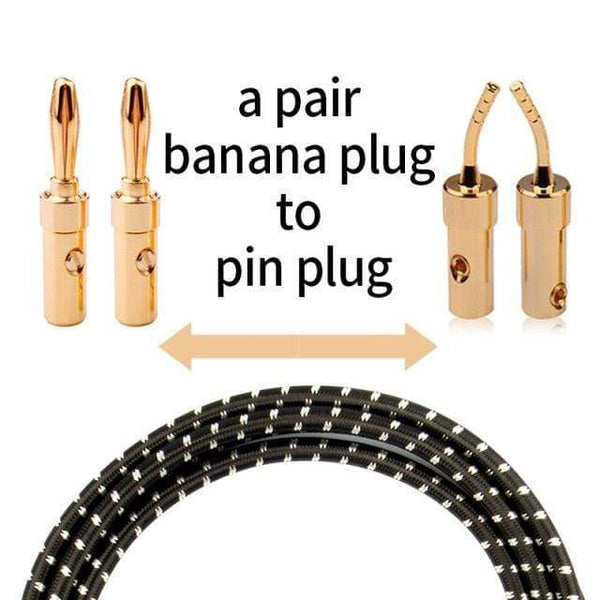 Planet Gates a pair-banana to pin / 1m TODN HIFI speaker audio cable High-end stereo Amplifier cable High purity oxygen-free copper banana Gold-plated plug a pair