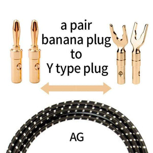 Planet Gates a pair-banana to Y / 30m TODN HIFI speaker audio cable High-end stereo Amplifier cable High purity oxygen-free copper banana Gold-plated plug a pair