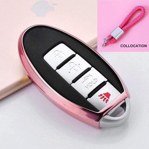 Planet Gates A-Pink-keychain Soft TPU Car Key Case Auto Key Protection Cover For Nissan Infiniti QX50 Q50L Tears of the Sky Artificial Crystal Pendant