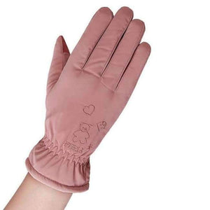 Planet Gates A Pink / One Size New Female Winter Outdoor Sports Warm Windproof Cartoon Bear Touch Screen Gloves Fashion Women Bow Tie Plush Gloves Mittens 17