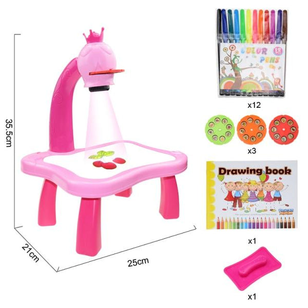 Planet Gates A Pink with box Children Led Projector Painting Art Drawing Table Light Toy For Kids Painting Board Desk Educational Learning Paint Tools Toys