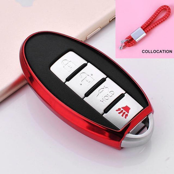 Planet Gates A-Red-keychain Soft TPU Car Key Case Auto Key Protection Cover For Nissan Infiniti QX50 Q50L Tears of the Sky Artificial Crystal Pendant