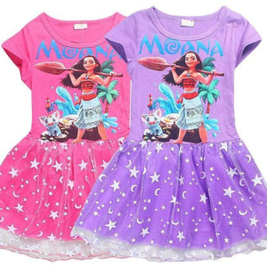 Planet Gates A rose / 3T Summer Baby Girl Dress Cartoon Moana for Girls Clothes Printed Moana Pink Princess Party Dress Children Kids Clothing