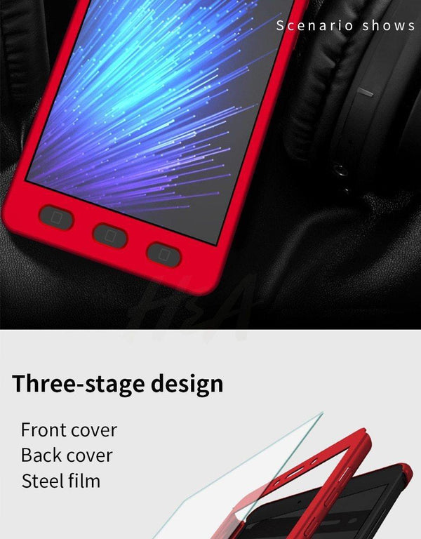 Planet Gates A / Rose-Gold H&A 360 Degree Full Cover Phone Case For Xiaomi Redmi Note 4 4X Screen Protector Film Phone Cover Note 4 Global Version Glass