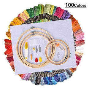 Planet Gates A Set(100 Colors) Embroidery Set Cross Stitch Embroidery Hoop Frame Sekin Punch Needle Thread Needlework Accessory Costura CrossStitch Sewing Tool