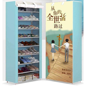 Planet Gates a Shoe cabinet 10-layer 9-grid Non-woven fabric Metal 160x60x30cm Shoe rack organizer removable shoe storage home furniture C118