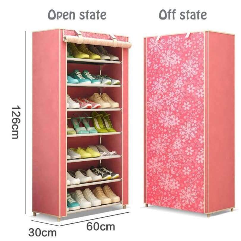 Planet Gates a Shoe rack 8-layer 7-grid Metal iron fabric 126x60x30cm big shoe cabinet organizer removable shoe storage for home furniture C117
