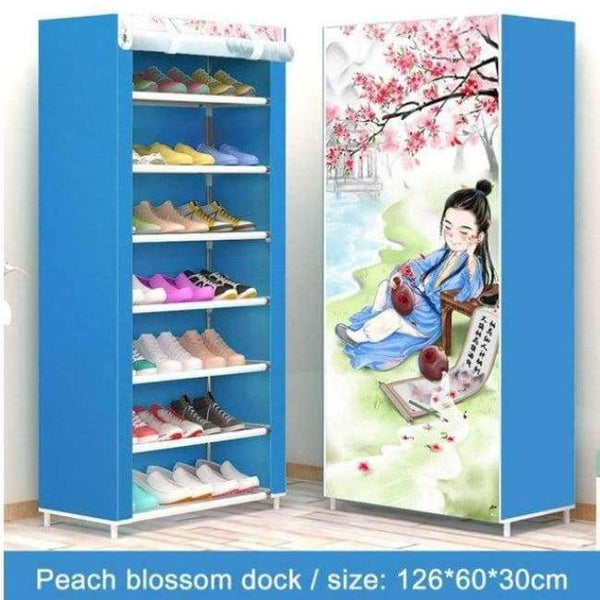 Planet Gates a Shoe rack 8-layer 7-grid Metal iron fabric 126x60x30cm big shoe cabinet organizer removable shoe storage for home furniture C117